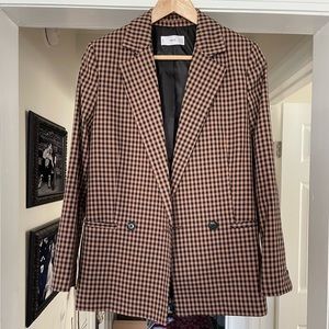 Tan and Black Check Blazer, Mango, XS